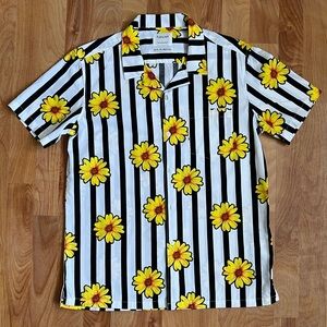 Sunflower Striped Unisex Casual Cotton Button Down Shirt sz Small